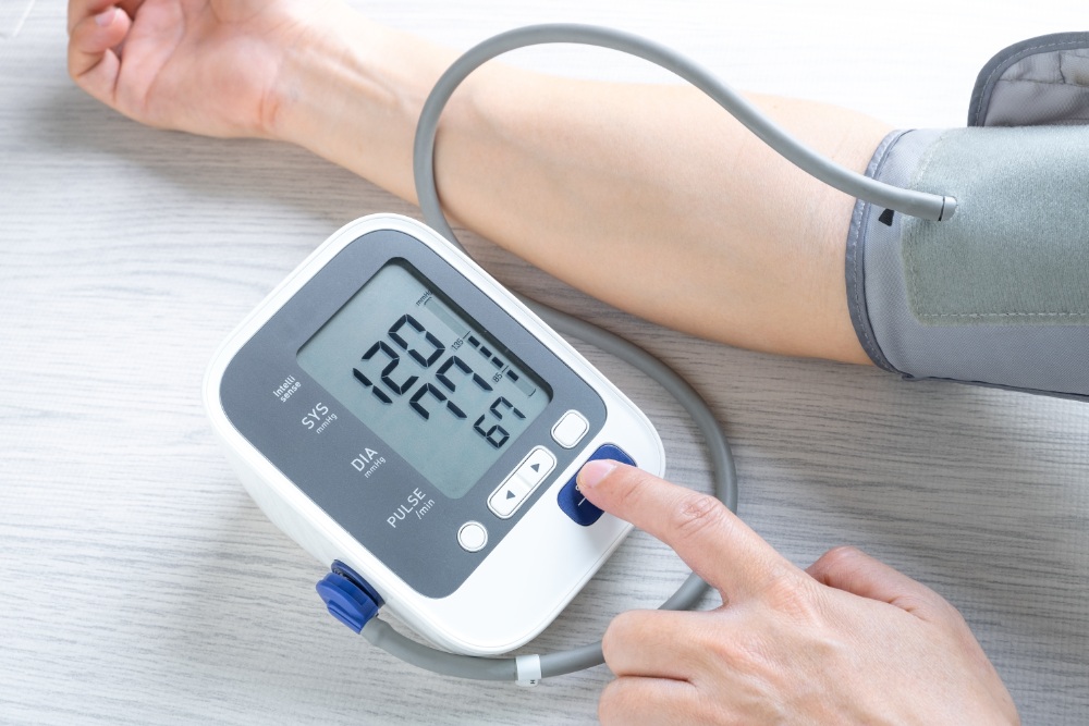 Blood pressure monitor in use
